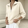 thumbnail image 4 of AVRNLIQ Womens Quarter Zip Ribbed Knit Oversized Pullover Sweater, Relaxed Fit Long Sleeve,Size M, 4 of 5