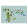 thumbnail image 2 of Music Cutting Board, Colored Illustration of Saxophone with Wavy Notes in Air Fun Vibes Retro Boho Form, Decorative Tempered Glass Cutting and Serving Board, Large Size, Multicolor, by Ambesonne, 2 of 5