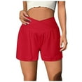 thumbnail image 2 of HOWPAY Womens Shorts Baggy Relaxed Fit High Elastic Waisted Pull on Bottoms Solid Color Sports Casual Comfy Summer Workout Sweat Shorts Red XL, 2 of 5