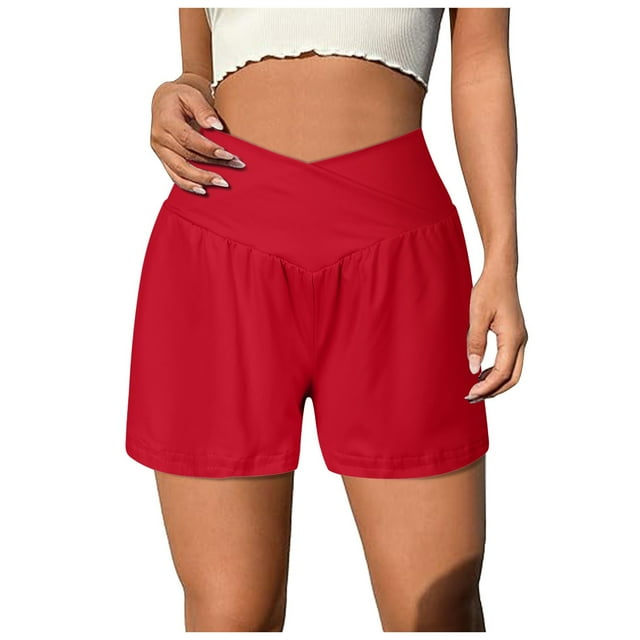 Shorts de Course Taille Haute pour Femmes Doublés en Polyester Coton pour Entraînement Physique