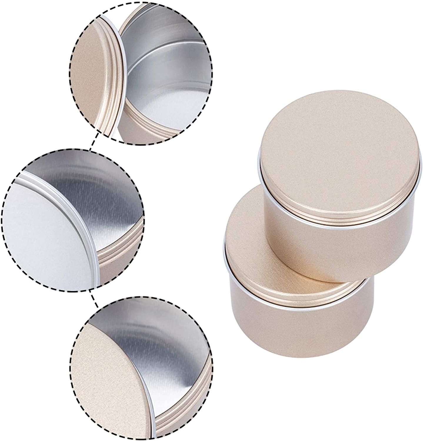 1.7oz Metal Tins 20 Pack Deep Solid Slip Top Round Tin Containers with Lids Metal Storage Tin Jars for Cosmetics Party Favors and Gifts Light Gold