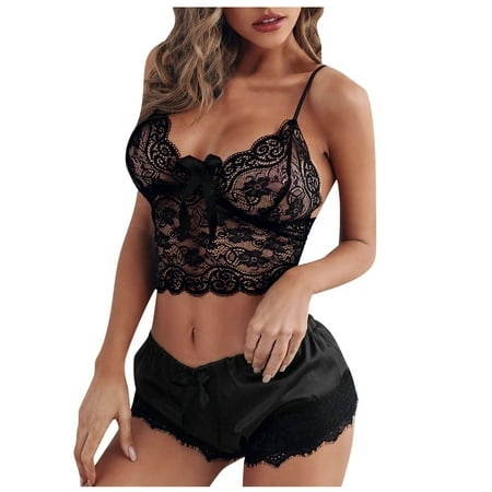Midwennn Women s Lace Sexy Lingerie Underwear Bra Underwear Pajamas Nightgown Suit Sexy Lingerie with Stockings plus Size