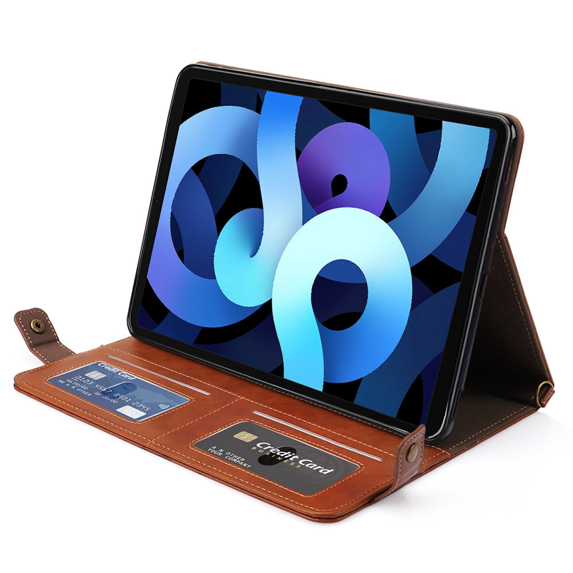 Dteck for iPad 10th Generation Case 10.9 Inch 2022, Premium PU Leather Business Folio Stand Cover with Apple Pencil Holder, 
Crossbody iPad Case with Card Wallet Envelope Pocket, Brown