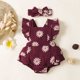 thumbnail image 2 of Gibobby Mameluco polar Ropa para niña recién nacida, conjunto de de tela crepé con estampado de margaritas, conjunto de 2 piezas para niña pequeña(Vino, 6-9 Meses), 2 of 5