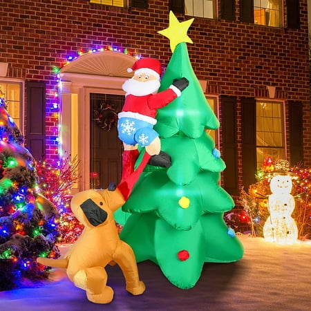 180cm/6ft LED Lighted Giant Inflatable Christmas Santa Claus Climbing ...