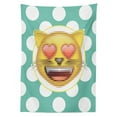 thumbnail image 3 of Ambesonne Cat Emoji Tablecloth Rectangular Table Cover, Kitty in Love with Hearts, 52"x70", Seafoam Mustard White, 3 of 4