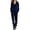 Navy, variant on Women's Velour Hooded 2 Piece Outfits Long Sleeve V Neck Top Side Stripe Wide Leg Pants Tracksuit