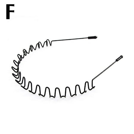 1x Black Metal Wavy Headband Hair Hoops Sports Unisex Hair Bands For Men Women P9O1