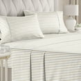 thumbnail image 1 of Striped Bed Sheets - Pin Striped Sheets - Beige Sheets - Tan Striped Sheets - King Striped Sheets - Hotel Luxury Bed Sheets - Deep Pockets - 4 Piece Set - Breathable & Cooling, 1 of 15