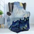 thumbnail image 4 of Landscape Soft Flannel Fleece Blanket, Hills Under Fairy Cloudy Sky with the Reflection of Moon Vivid Landscape Print, Cozy Plush for Indoor and Outdoor Use, 50" x 60", Yellow Blue, by Ambesonne, 4 of 5