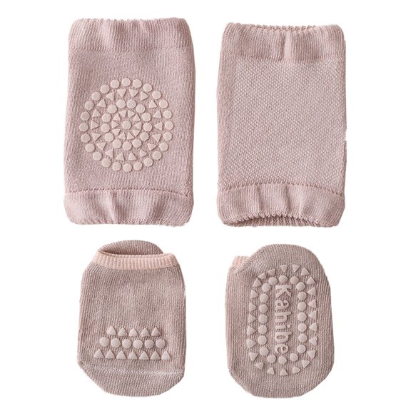 1 set of baby crawling anti-slip knee pads and non-slip baby socks neutral children's knee pads anti-slip ankle socks