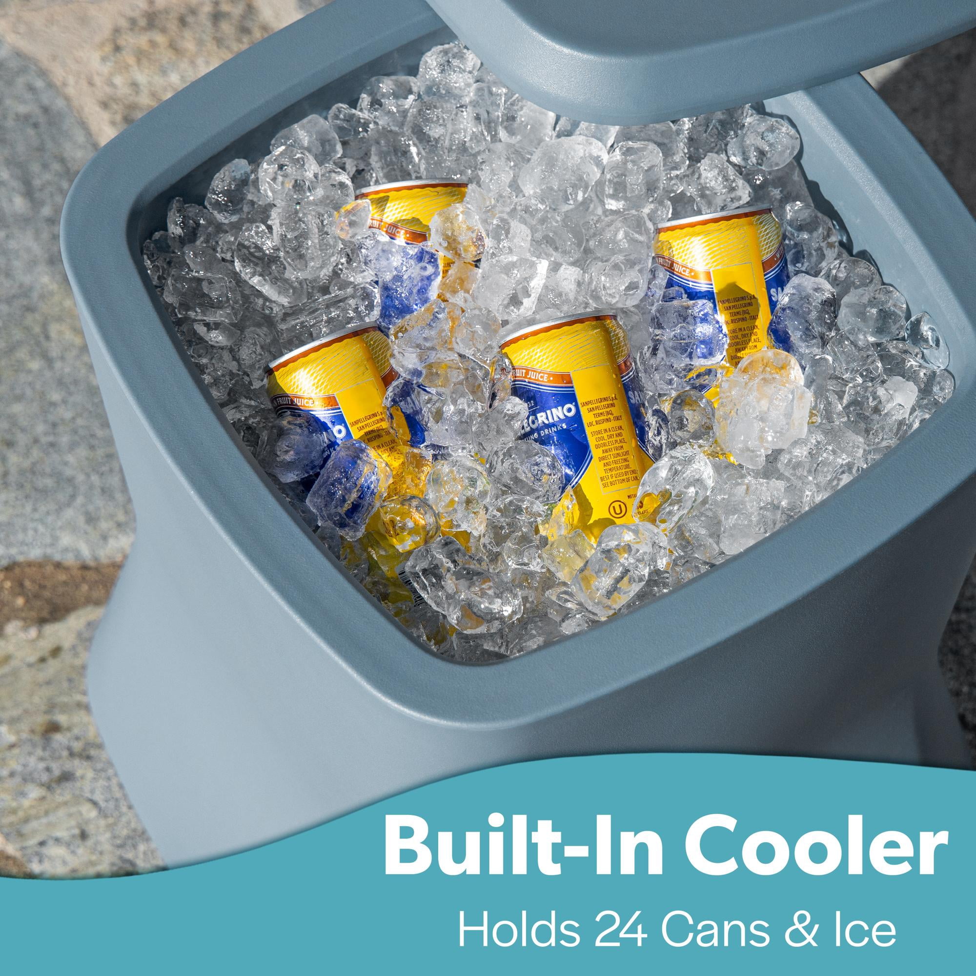 Coast Modern Outdoor Side Table Cooler - 2 in 1 Patio Decor Storage Table & Ice Chest - 25 QT - Stone Blue