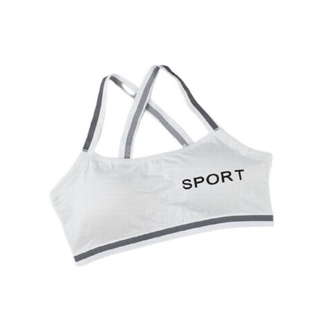 

Girls Sports Underwear Soft Padded Cotton Bra Breathable Camisoles Underwear for Yoga Sports Running Training White One Size