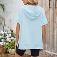 thumbnail image 5 of MEZZALL Women Solid Color Hoodies Sweatshirts Loose Zipper Pockets Short Sleeved Tops Basic Daily Outdoor Relaxed Fit Travel, 5 of 8