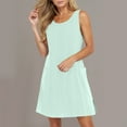 thumbnail image 4 of Otvok Mint Green Dresses Women Summer Pocket Casual Solid Round-Neck Sleeveless Mini Dress, 4 of 6