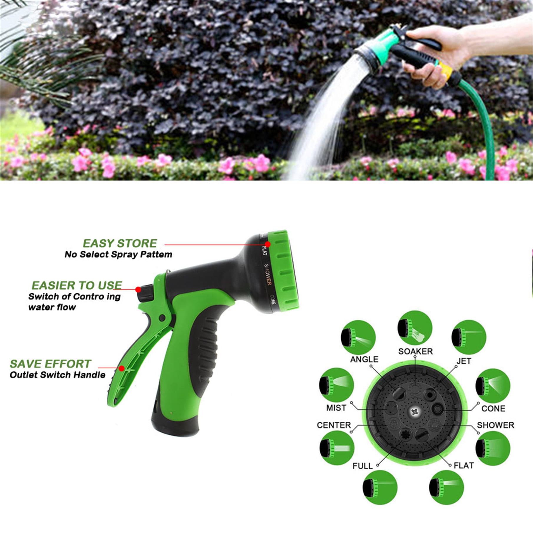 3X SUPER Stronger Expandable Flexible Garden Water Hose+Spray Nozzle pothook 
