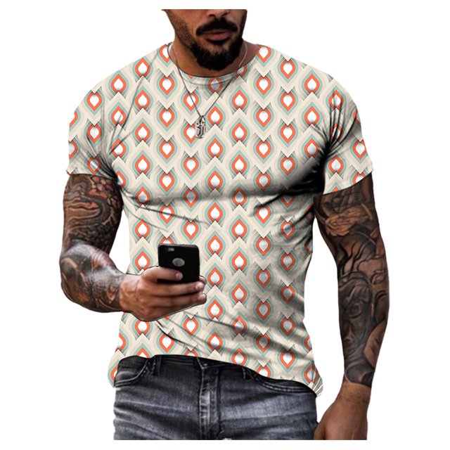 Nouveau T-Shirt d'Été Mode Personnalité Impression 3D pour Hommes Manches Courtes Décontracté Confortable Classique Rétro Col Rond Grande Taille