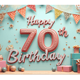 thumbnail image 4 of Colorful Theme Happy Birthday Banner Decorative Design 70th Birthday Party Balloon Decoration Celebration Banner for Milestone Celebration Indoor Decoration Kids Party, 4 of 7
