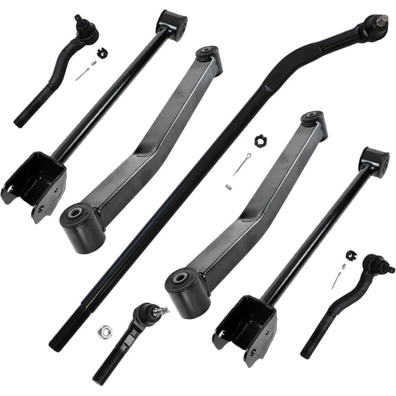 Detroit Axle - 8pc Front End Kit for 07-17 Jeep Wrangler, 18 Wrangler JK, 4 Control Arms 4 Tie Rods 2007 2008 2009 2010 2011 2012 2013 2014 2015 2016 2017 2018