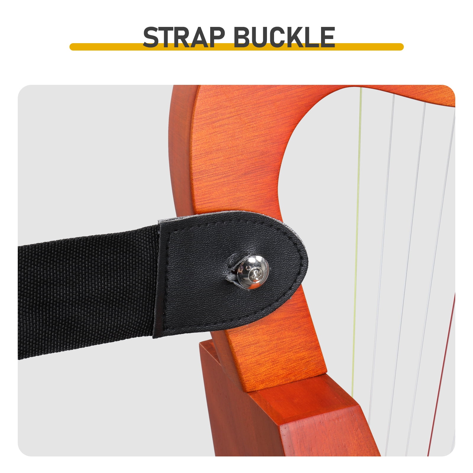 15-String Portable Harp, Solid Wood Irish Harp with C Major Diatonic Scale, Includes Tuning Wrench, Spare Strings, Padded Bag and Accessories, for Beginners and Students