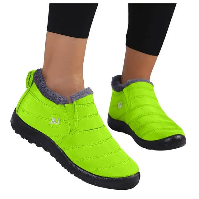 Leozcaa Womens Snow Boots Winter Warm Booties Anti-Slip Ankle Boots Outdoor Slip On Waterproof Booties