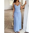thumbnail image 4 of Women'S Vacation Casual Style Sling Seaside Long Skirt Going Out Set 2 Piece Outfits Blue XL, 4 of 7