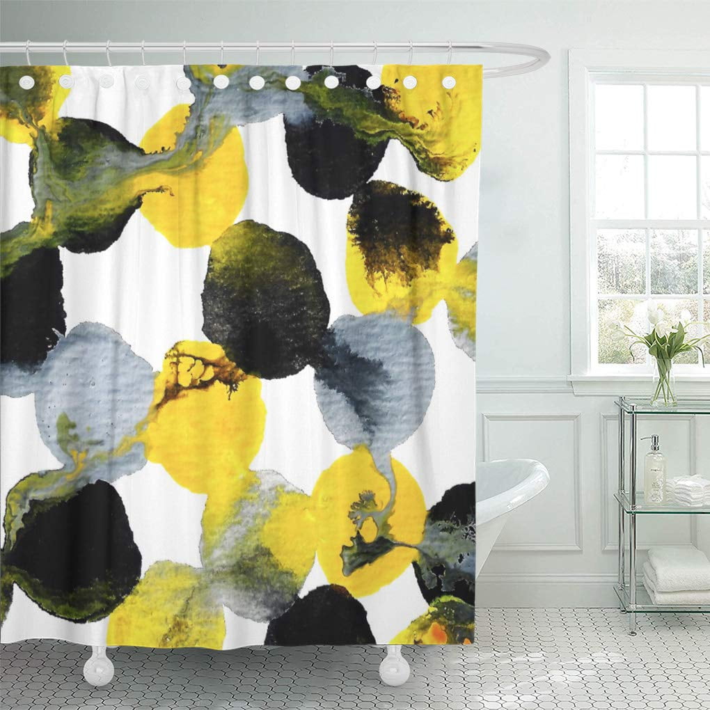 Cynlon Abstract Yellow Gray And Black, Black White Yellow Shower Curtain