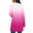 thumbnail image 3 of Brondbend Women's Cardigans Lightweight Long Sleeves Gradient Color Open Front Fashion Cotton Coat with Pocket Loose Fit Fall Beach Vacation Casual Outerwear,Hot Pink, 3 of 6