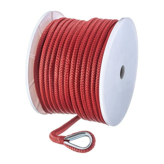 Seachoice Boat Anchor Rope, Double-Braid, Nylon, Achor Line, 1/2 In. X 150 Ft., Red