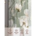 thumbnail image 5 of Vintage Magnolia Sheer Curtains 63 inches Long 2 Panels Set White Blooming Floral Watercolor Green Tiers Sheers Rod Pocket Small Window Short Curtains for Kitchen Cafe, Each 52" W x 63" L, 5 of 7