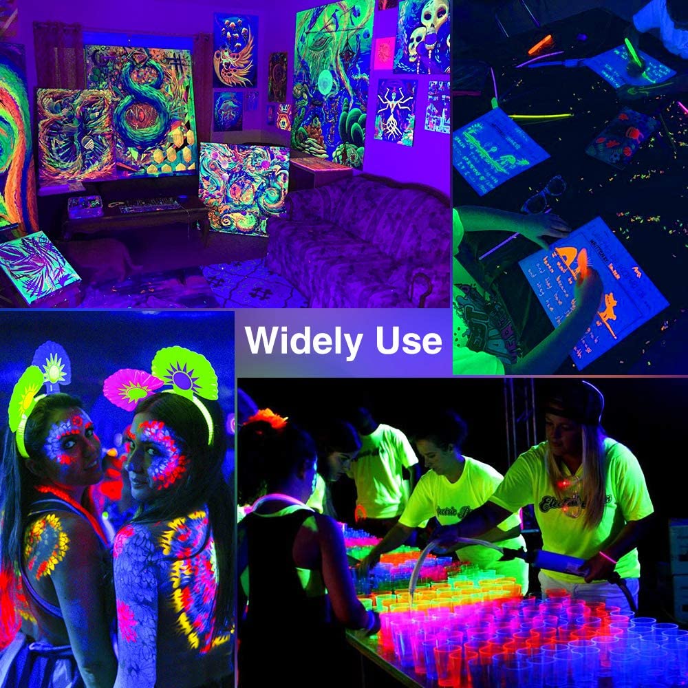 XH 2 Pack 30W LED Black Lights, Blacklight Flood Light with Plug, IP66 Waterproof, for Halloween Party, Glow in The Dark, Stage Lighting, Aquarium, Body Paint, Fluorescent Poster, Neon Glow,Black