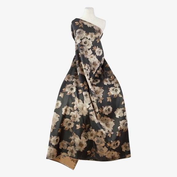 Zelouf Kiva Peony Jacquard  , Sewing, DIY, Crafts Fabric by the Yard, Black/taupe, 3 Yard