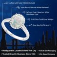 thumbnail image 2 of Gem Stone King 10K White Gold White Simulated Opal and Diamond Engagement Ring for Women (0.60 Cttw, Oval Cabochon 9X7MM, Size 7.5), 2 of 5