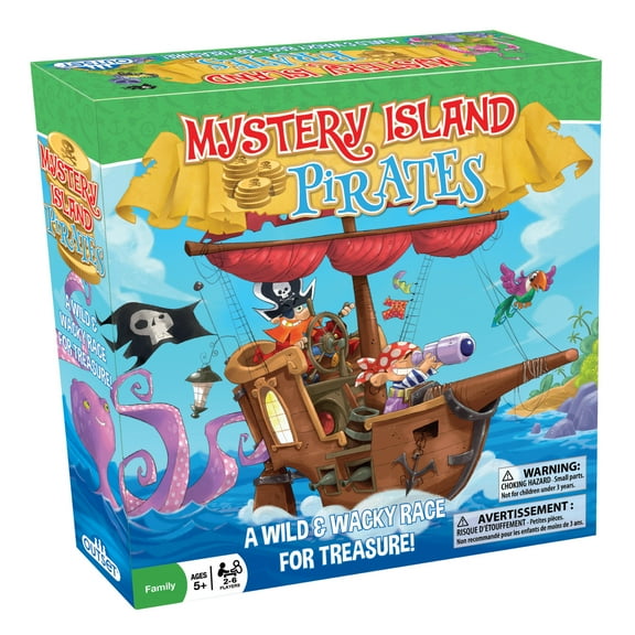 Mystery Island Pirates - Tile Game, By Outset Media, A Wild & Wacky Race For Treasure,  Build Your Own Game, Two Games in One Box, Perfect for Family Game Night & Children, For 2-6 Players, Ages 5 