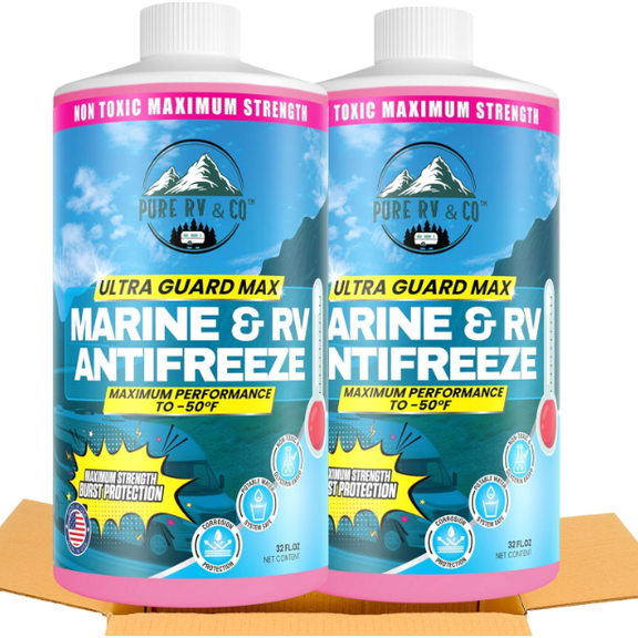 RV Winterizing Antifreeze -50°F Protection, Non Toxic, Potable Water Safe Formula (2 Pack, 32 oz)