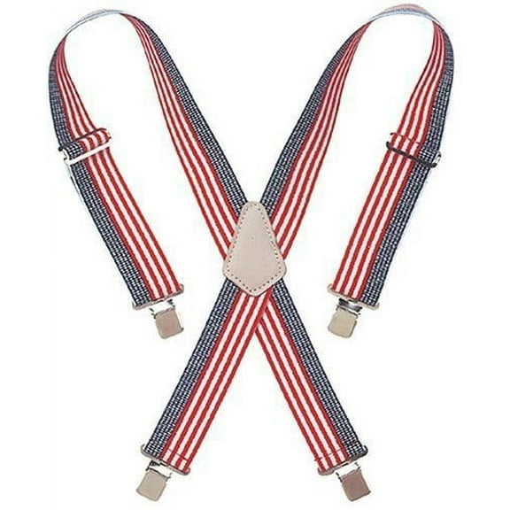 Custom Leather Craft 110USA Nylon - Heavy Duty Work Suspenders USA Flag Print