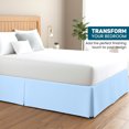 thumbnail image 2 of 550-TC Egyptian Cotton Dust Ruffle/Bed Skirt Queen Size 1-Pieces Split Corner Tailored Bed Skirt 24" Inch Drop Length Light Blue Stripe, 2 of 5