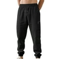 thumbnail image 2 of SYMOID Men's Casual Cargo Pants - Nylon Spandex Stretch, Adjustable Drawstring Waist & Cuffed Ankles, Black, Size L - Comfortable for Everyday/Beach/Light Sports, 2 of 9