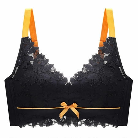 

Womens Layering Adjustable Strap Bralette Pure Comfort Floral Lace Everyday Bra Longline Wireless V-Neck Push Up Bra