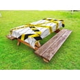 thumbnail image 1 of Police Outdoor Tablecloth, Police Line Do Not Pass Crime Scene Investigation Bands on a Wire Cloth Prinit, Decorative Washable Fabric Picnic Tablecloth, 58 X 120 Inches, Yellow and Black, by Ambesonne, 1 of 2