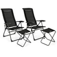 thumbnail image 1 of Costway 4PCS Patio Folding Dining Chair Ottoman Set Adjustable Back Camp Black, 1 of 10