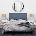 thumbnail image 3 of Designart "Captivating Marble White and Grey II" Abstract Marble Bedding Covert Set - Modern White Abstract Bed Set With 2 Shams, 3 of 6