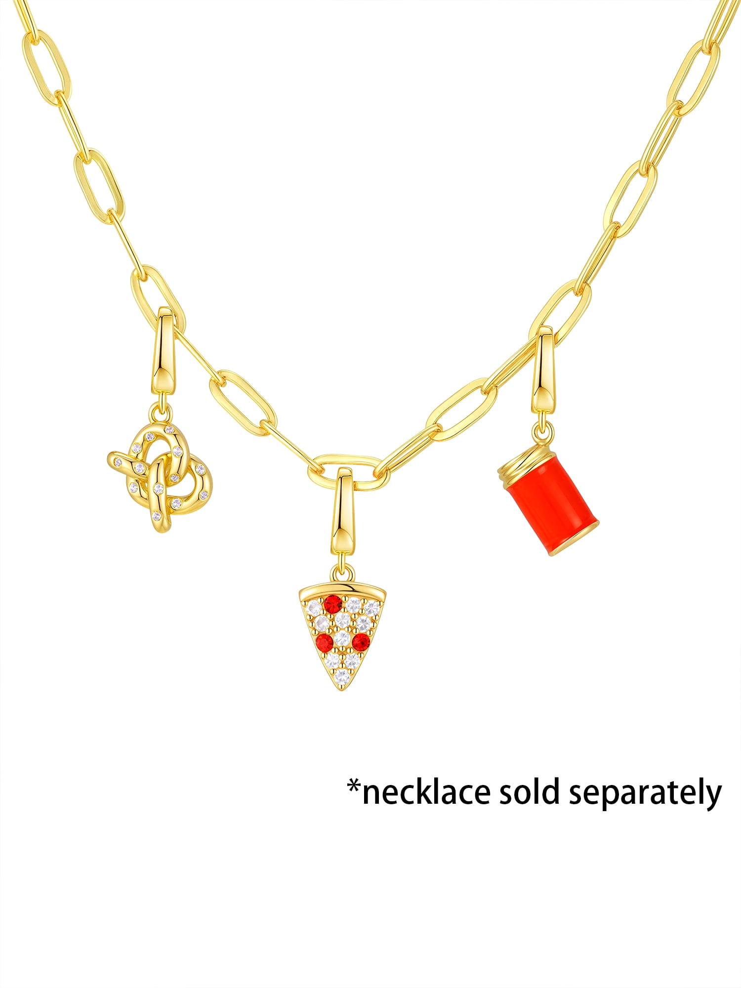 Brilliance Fine Jewelry Simulated Diamonds Snacks Charm Set in 14KT Gold Plated Sterling Silver