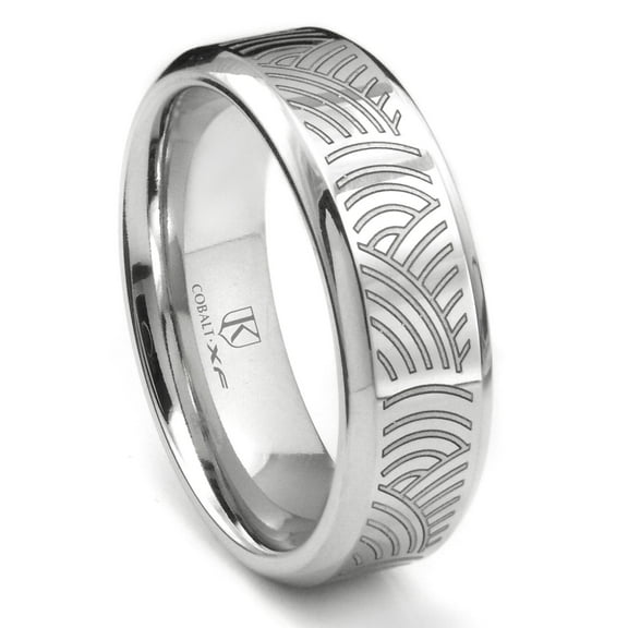 Andrea Jewelers Cobalt Xf Chrome Laser Engraved Wedding Band Ring With Ripple Designs Sz 10.0