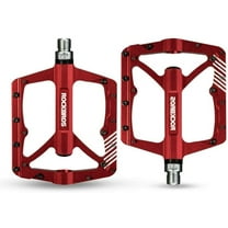 RockBros Bike Pedals MTB Road Bike Pedals Cycling Ultralight Aluminium Alloy 4 Bearings Red