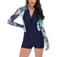 thumbnail image 1 of Maillot de Bain une Pièce pour Femmes, Manches Longues, Protection Éruption Cutanée, Combinaison de Surf, Plongée, Fermeture Éclair devant, (65 % de Réduction)_cde13, 1 of 5