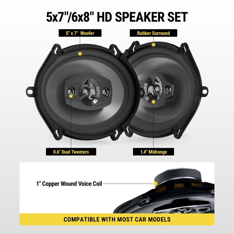 Scosche, Car Audio Speakers, 5x7, 4-Way 200W Peak Power Black