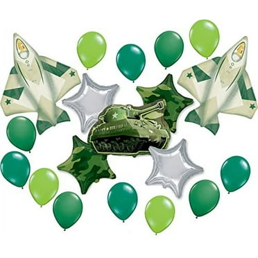 10Pcs Army Tanks Camouflage Party Balloons Army Tank Foil Balloons