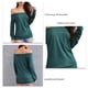 thumbnail image 3 of Blusa con hombros descubiertos Manga larga Color puro Cuello de una línea Tops casuales de moda para mujer Verde L, 3 of 4