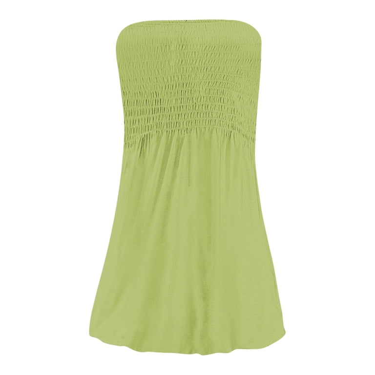 Bbyeadc Women's Strapless Maxi Dress Plus Size Tube Top Long Skirt Sundress Cover Up, Light Green S